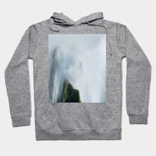 Digital collage, special processing. Castle near clouds, height. Hoodie